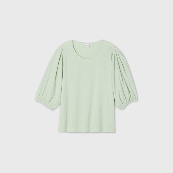 Ava & Viv Tops - Ava & Viv Women's Plus Size Green Puff 3/4 Sleeve Scoop Neck tunic  Top Size 1X